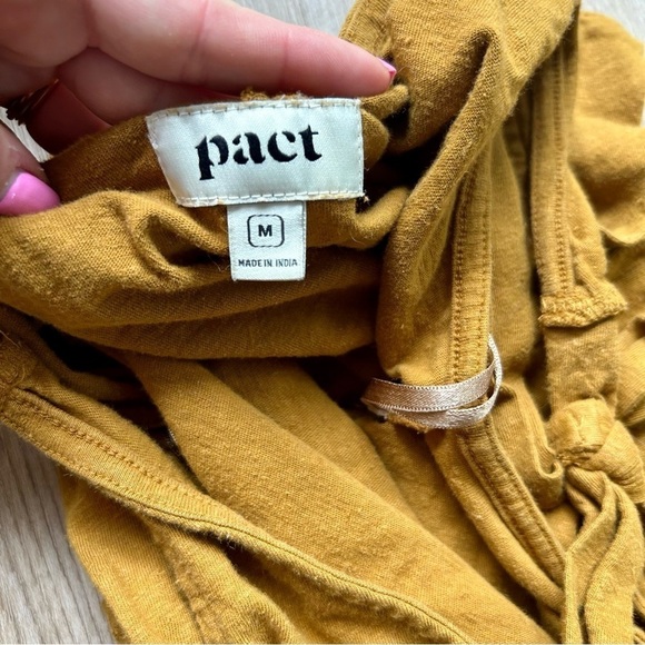 Pact Organic Mustard Yellow Tie Sleeve Jumpsuit - Sustainable V-Neck One Piece - Picture 8 of 8